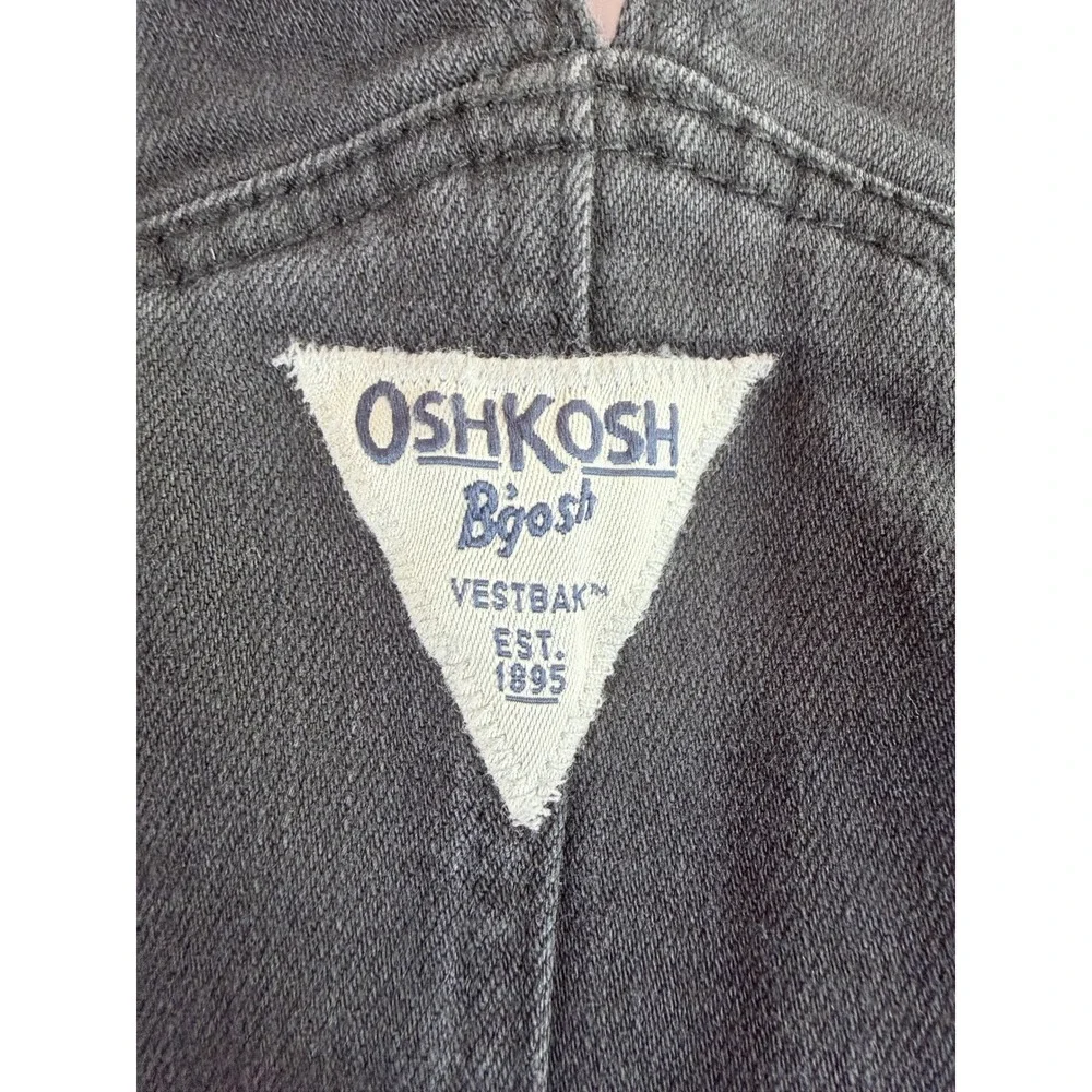 OshKosh B'gosh Denim Shortalls Kids‎ 8 Black Lace Trim Bib Overalls